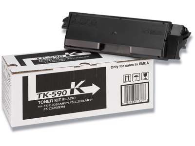 Toner, TK-590K, Black-sort, 7.000 sider, Kyocera 