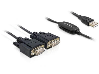 DeLOCK 2x RS232/USB 2.0 serielkabel Sort