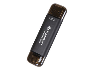 Transcend ESD310C Thunderbolt-teknologi 128 GB USB Type-A / USB Type-C USB 3.2 Gen 2x2 Sort