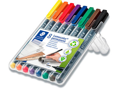 Marker, Rund spids, 0.8 mm, 8 farver, Staedtler Lumocolor 317 M