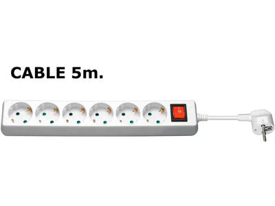 Microconnect GRU0065W stikdåse 5 m 6 AC stikkontakt(er) Indendørs Hvid