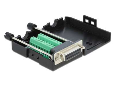 DeLOCK 66567 kabel kønsskifter serial Sub-D15 16 pin terminal block Sort