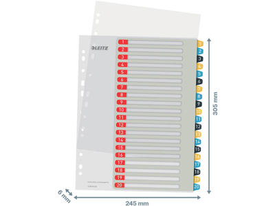 Registerblade, A4 Maxi, 1-20, Flerfarvet i Leitz Cosy farver, Leitz Cosy 