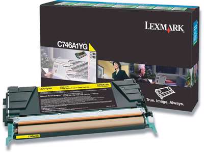 Toner, C746A1YG, Yellow-gul, 7.000 sider, Lexmark 