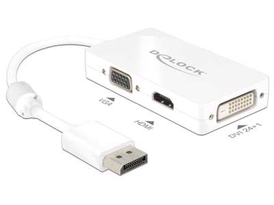 DeLOCK 0.16m DisplayPort/VGA+HDMI+DVI-D 0,16 m VGA (D-Sub)+ HDMI + DVI Hvid