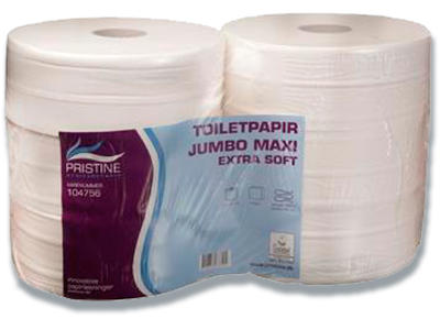 Toiletpapir, Udvendig oprulning, 2 lag, 6 ruller, Pristine Extra Soft Jumbo