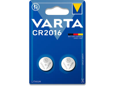 Batteri, CR2016, 3 V, 2 stk, Varta Electronic