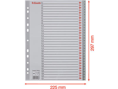 Registerblade, A4, 1-31, Grå, Esselte 