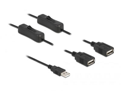 DeLOCK 86803 USB-kabel USB 2.0 1 m USB A 2 x USB A Sort