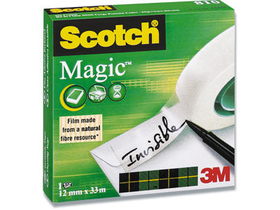 Tape, Usynlig, 12mm x 33m, 1 rulle, Scotch Magic 810