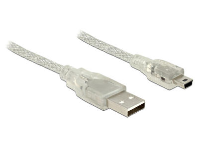 DeLOCK 0.5m, USB2.0-A/USB2.0 Mini-B USB-kabel 0,5 m USB A Mini-USB B Transparent