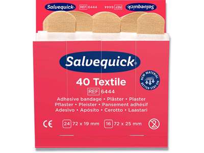 Plaster, Tekstil, 40 plastre pr refill, 6 pakker refill, Salvequick 