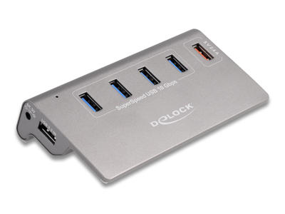 DeLOCK 64182 interface hub USB 3.2 Gen 2 (3.1 Gen 2) Type-A 10 Mbit/s Grå