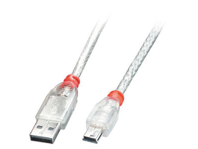 Lindy 41780 USB-kabel USB 2.0 0,2 m USB A Mini-USB B Transparent