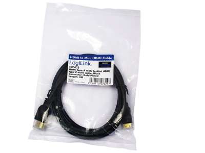 LogiLink CH0023 HDMI-kabel 2 m HDMI Type A (Standard) HDMI Type C (Mini) Sort