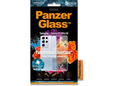 Cover, Samsung Galaxy S21 Ultra 5G, Case, Transparent, PanzerGlass Antibacterial - ClearCase 