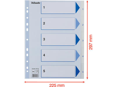 Registerblade, A4, 1-5, Hvid, Esselte 