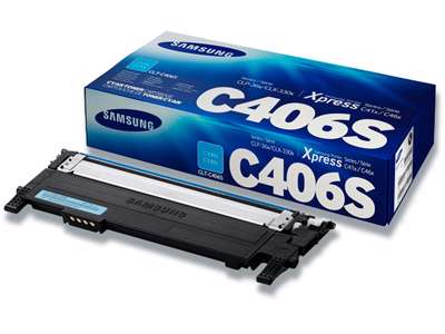 Toner, CLT-C406S, Cyan-blå, 1.000 sider, Samsung 406S