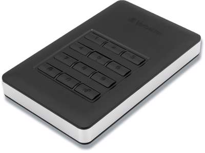 HDD, Med Keypad Access, USB 3.1, 2 TB, Verbatim Store 'N' Go Secure