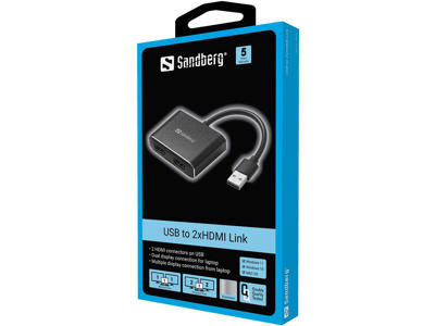 Sandberg 134-35 USB grafisk adapter Sort