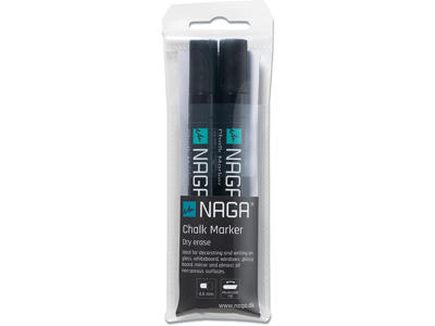 Kalk marker, 4.5 mm, Sort, 2 stk, Naga Dry Erase