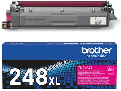 Toner, TN248XLM, Magenta-rød, 2.300 sider, Brother