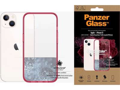 Cover, iPhone 13, Case, Transparant med Strawberry ramme, PanzerGlass Antibacterial - ClearCase 