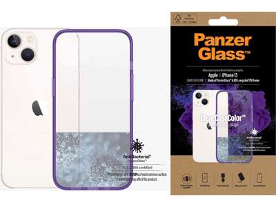 Cover, iPhone 13, Case, Transparant med Grape ramme, PanzerGlass Antibacterial - ClearCase 