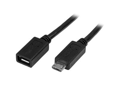 StarTech.com USBUBEXT50CM USB-kabel USB 2.0 0,5 m Micro-USB B Sort