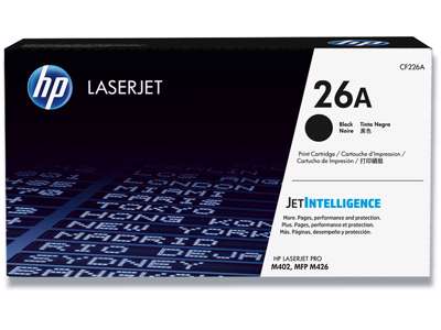 Toner, 26A, Black-sort, 3.100 sider, HP CF226A