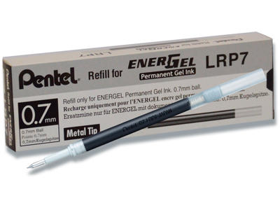 Rollerball gelpen refill, 0.7 mm, 0.35 mm, Sort, Pentel EnerGel LRP7-AX