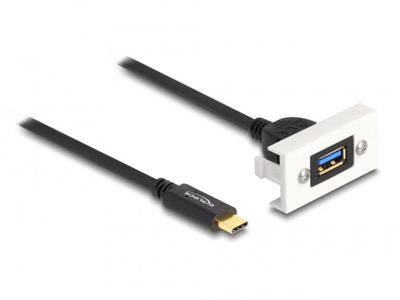 DeLOCK Easy 45 USB-kabel USB 3.2 Gen 2 (3.1 Gen 2) 1 m USB C USB A Sort, Hvid