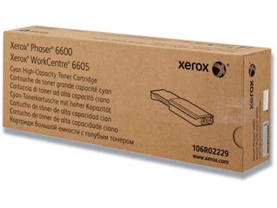 Toner, 6600, Cyan-blå, 6.000 sider, Xerox Phaser 106R02229