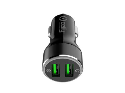 Celly CC2USBQC30BK oplader til mobil enhed Sort USB Hurtig opladning Automatisk