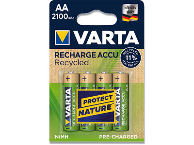 Batteri, AA, 1.2 V, 4 stk, Varta Rechargeable Recycled