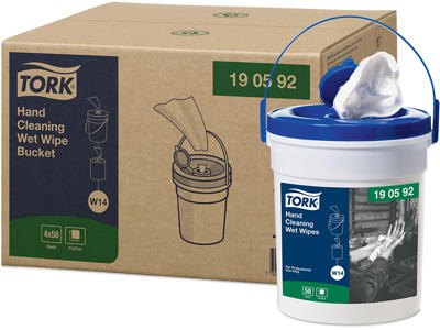 Renseserviet, Hænder, 58 ark pr spand, 4 spande, Tork Premium Wet Wipe W14