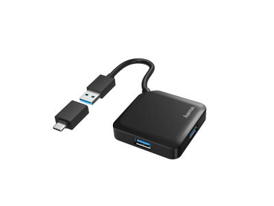 Hama 00200116 interface hub USB 3.2 Gen 1 (3.1 Gen 1) Type-A + Type-C 5000 Mbit/s Sort