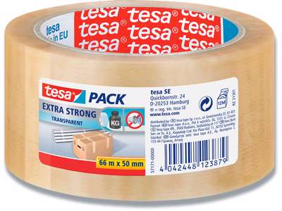 Tape - emballage, 50mm x 66m, Transparent, 1 rulle, Tesa Extra Strong 57171