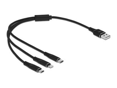 DeLOCK 87152 USB-kabel USB 2.0 0,3 m USB A USB C/Micro-USB B/Lightning Sort