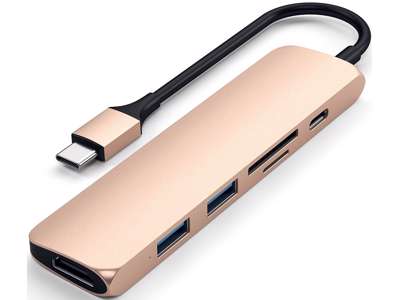 Satechi ST-SCMA2G dockingstation Ledningsført USB 3.2 Gen 1 (3.1 Gen 1) Type-C Guld