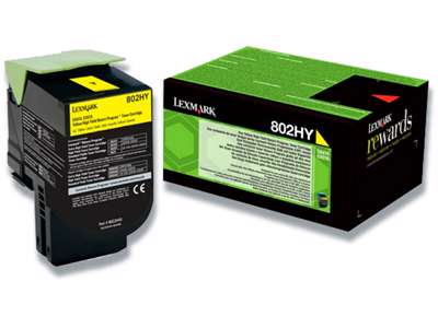 Toner, 802HY, Yellow-gul, 3.000 sider, Lexmark 80C2HY0