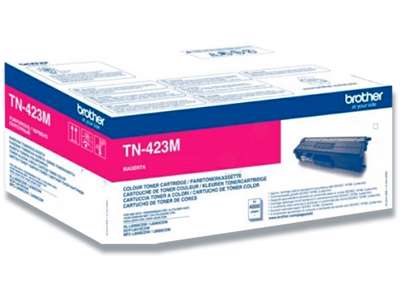 Toner, TN423M, Magenta-rød, 4.000 sider, Brother 