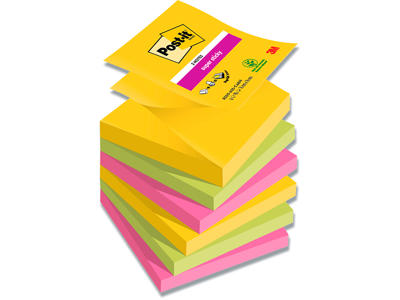 Memonotes, 76x76 mm, Assorteret Carnival, 6 blokke, Post-it Super Sticky Z-notes