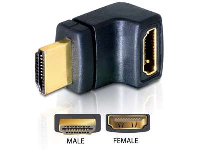 DeLOCK HDMI Stecker > HDMI Buchse 90° oben HDMI 1.3 Sort