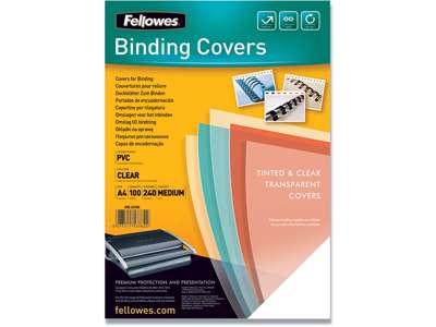 Indbindings for- og bagsider, PVC-Plast, A4, Transparent, Fellowes 