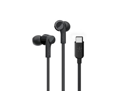 Belkin ROCKSTAR Hovedtelefoner Ledningsført I ørerne Opkald/musik USB Type-C Sort