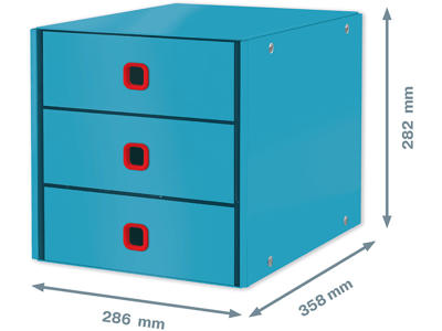 Skuffekabinet, 3 skuffer, Rolig blå, A4, Leitz Click & Store Cosy 