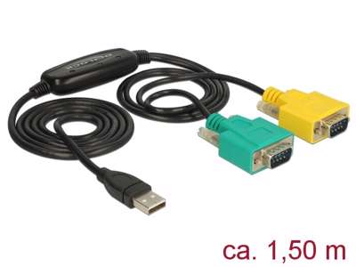 DeLOCK 63466 serielkabel Sort, Grøn, Gul 1,5 m USB Type-A DB-9