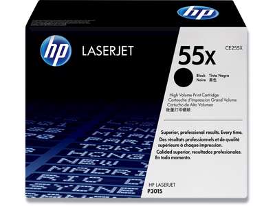 Toner, 55X, Black-sort, 12.500 sider, HP CE255X