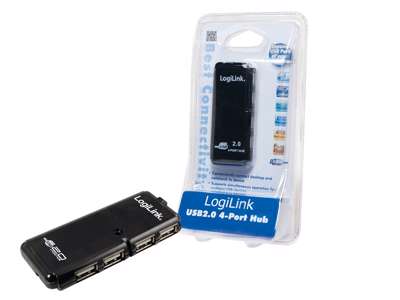 LogiLink 4-Port USB 2.0 Hub 480 Mbit/s Sort